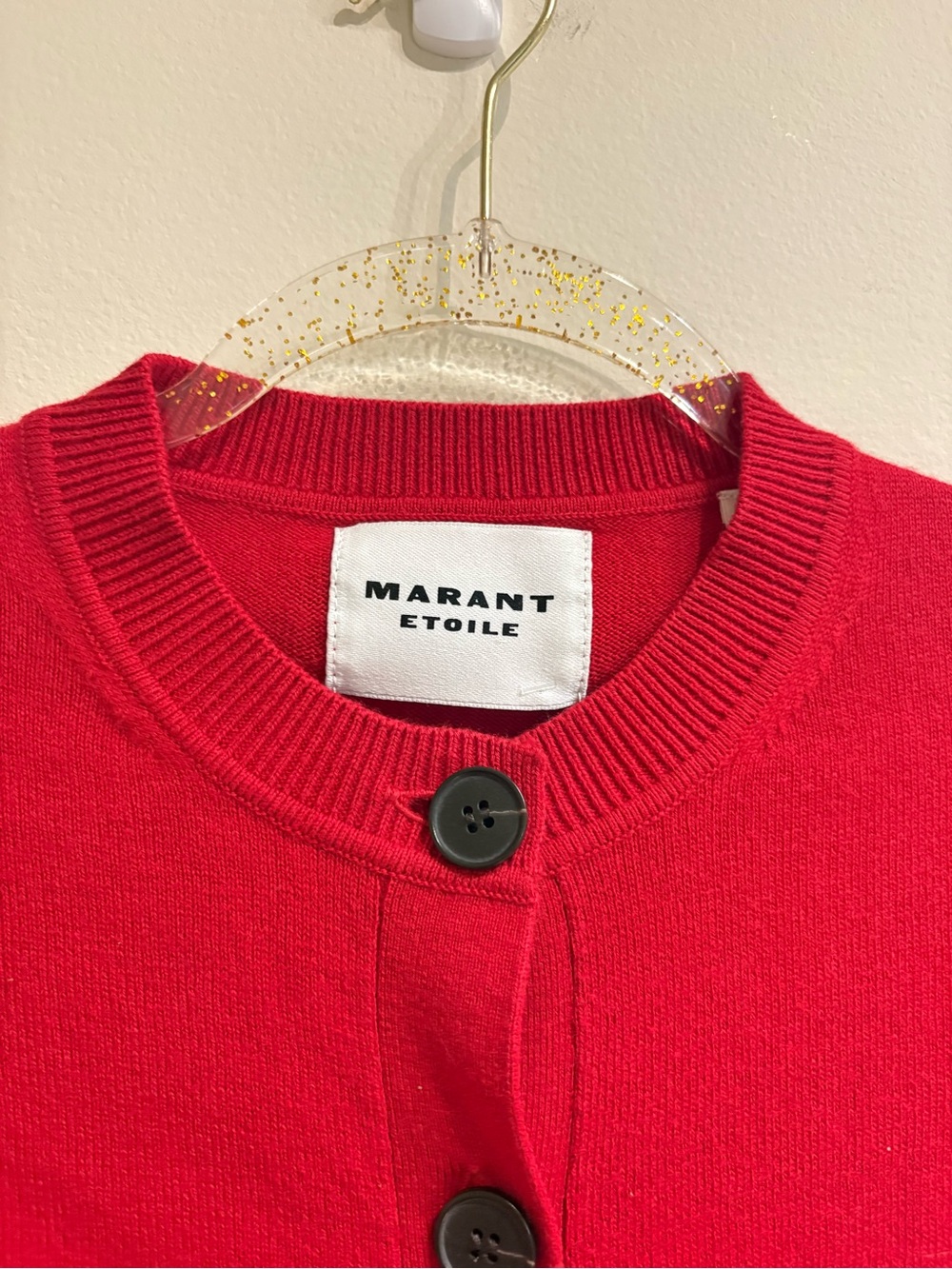 Isabel Marant Etoile Newton Cardigan Poppy Red Logo Cotton Wool Size 36 US 4 - Picture 7 of 10